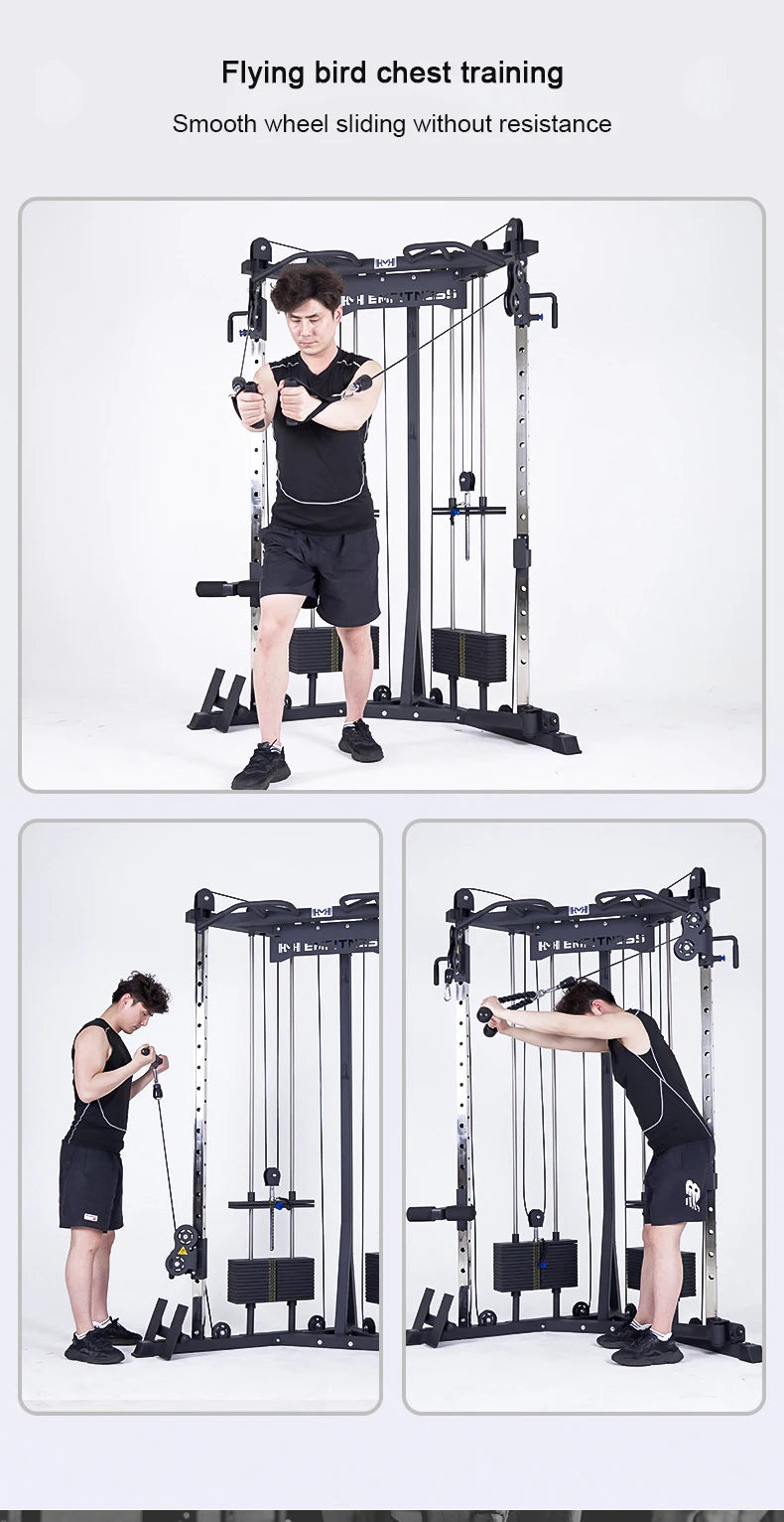Commercial dual-arm gym machine for full-body training.