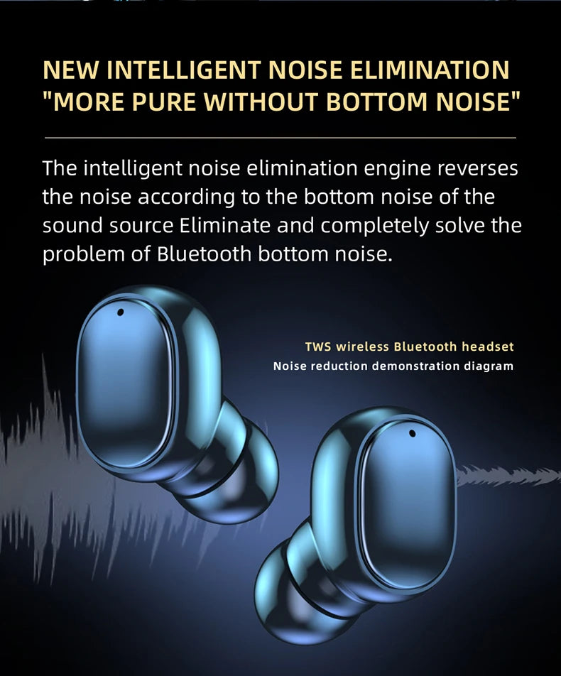 TWS Wireless Headphones Stereo HiFi Earpiece With Microphone Bluetooth Earphone Noise Cancle Earbuds For Xiaomi Samsung Phone