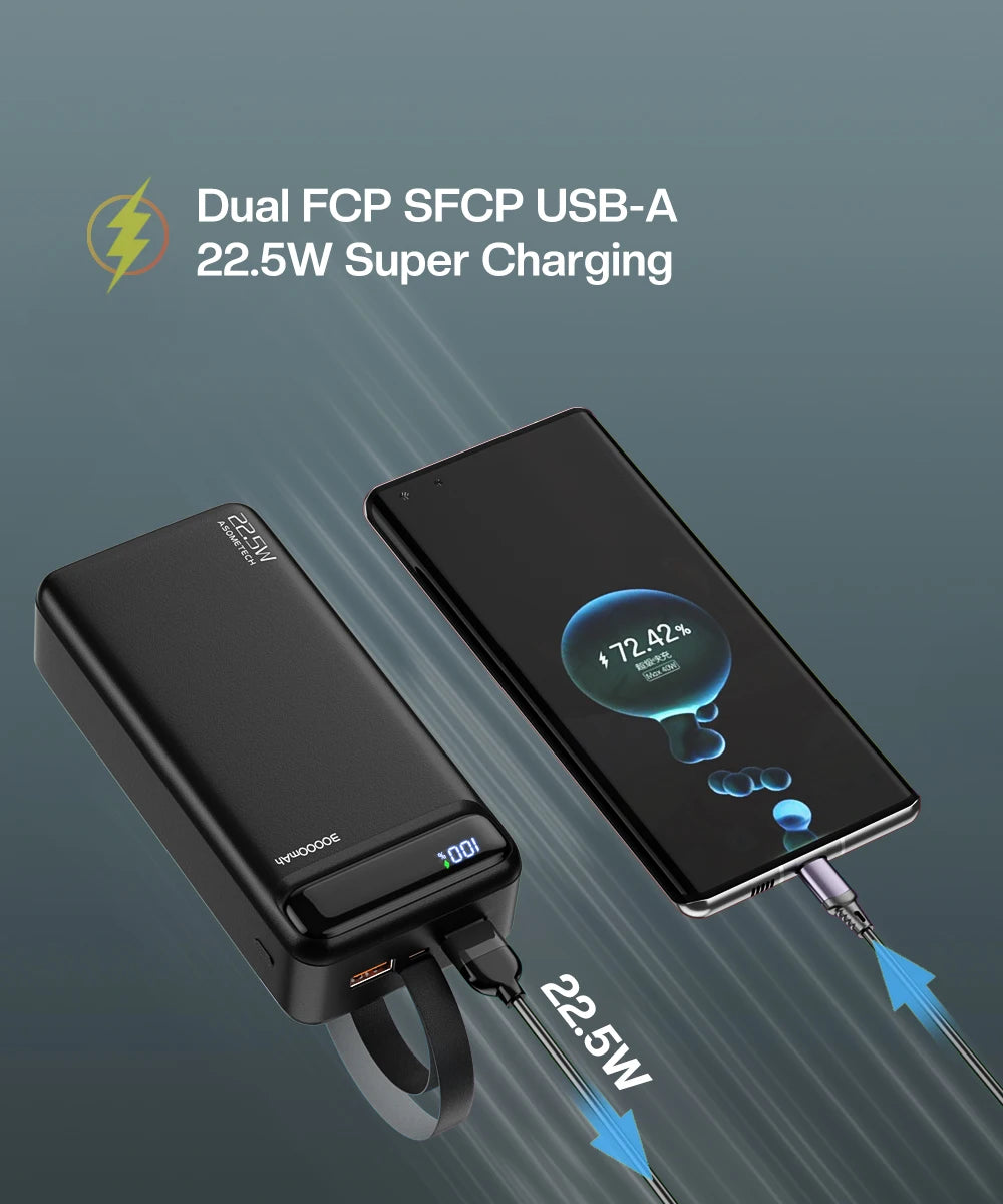 Power Bank 30000 mAh Portable Charger Poverbank Fast Charging Powerbank 10000 20000mAh External Battery For iPhone 13 12 Xiaomi