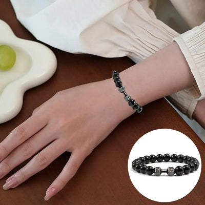 Gym Dumbbells Beads Bracelet Natural Stone Barbell Energy Weights Bracelets For Women Men Couple Wristband Fashion Jewelry Gift