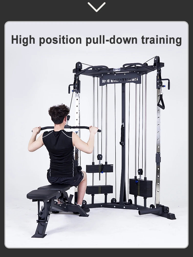 Commercial dual-arm gym machine for full-body training.