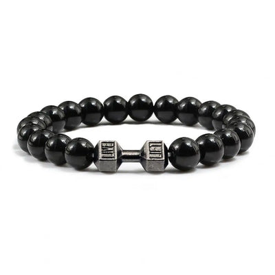 Gym Dumbbells Beads Bracelet Natural Stone Barbell Energy Weights Bracelets For Women Men Couple Wristband Fashion Jewelry Gift