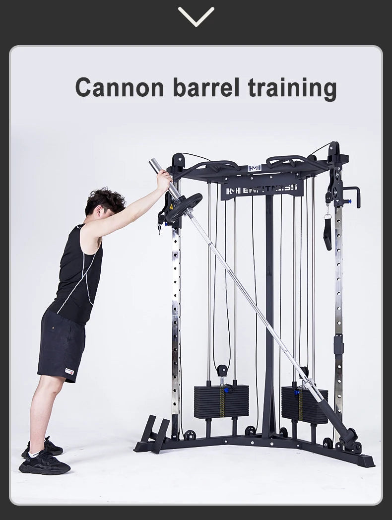 Commercial dual-arm gym machine for full-body training.