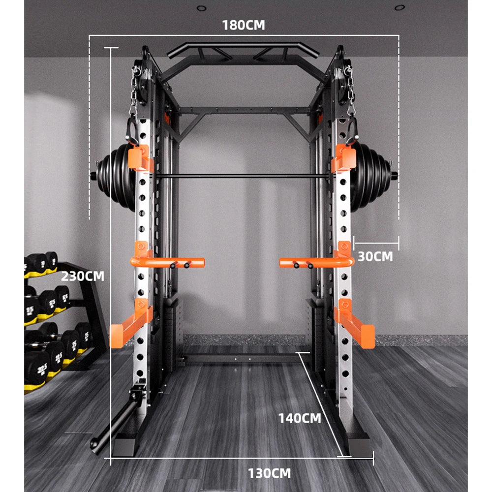 Home & gym gantry trainer with squat and fly station.