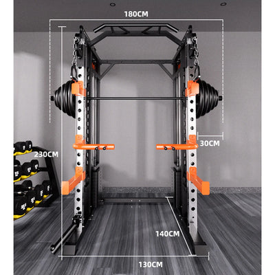 Home & gym gantry trainer with squat and fly station.