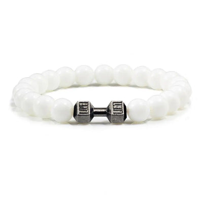 Gym Dumbbells Beads Bracelet Natural Stone Barbell Energy Weights Bracelets For Women Men Couple Wristband Fashion Jewelry Gift
