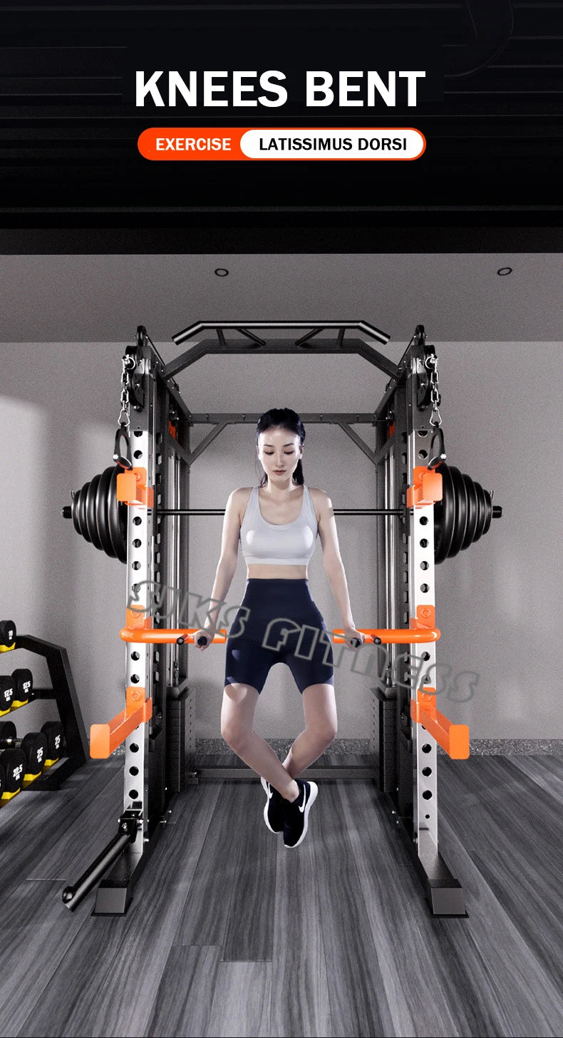 Home & gym gantry trainer with squat and fly station.