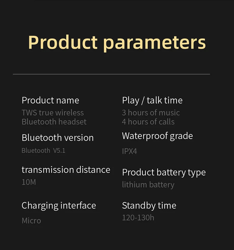 TWS Wireless Headphones Stereo HiFi Earpiece With Microphone Bluetooth Earphone Noise Cancle Earbuds For Xiaomi Samsung Phone