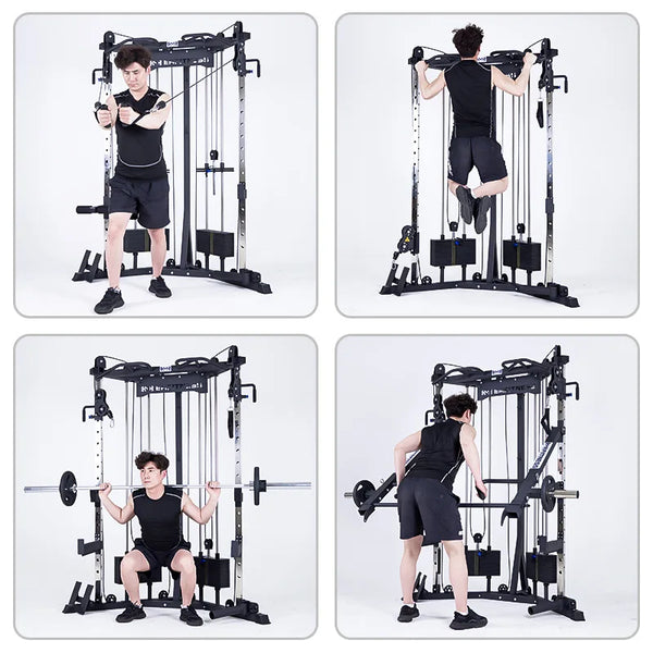 Commercial dual-arm gym machine for full-body training.