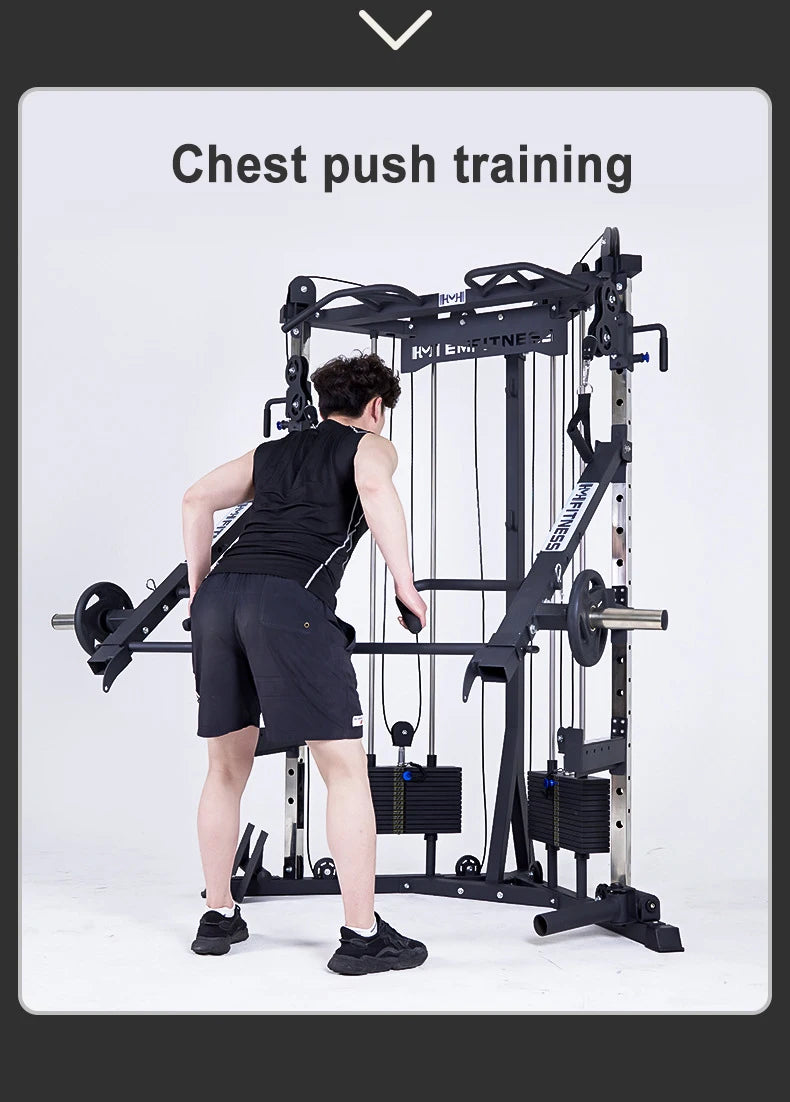 Commercial dual-arm gym machine for full-body training.