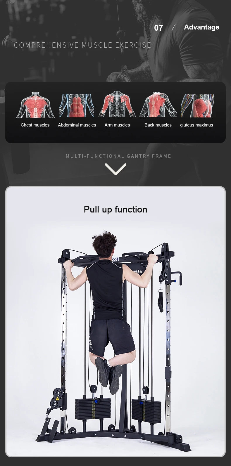 Commercial dual-arm gym machine for full-body training.