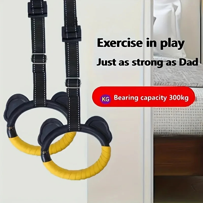 Adjustable Gym Rings Made of Durable PA Material, Ideal for Grip Training, Easy to Install, Supports Up to 300.0 KG