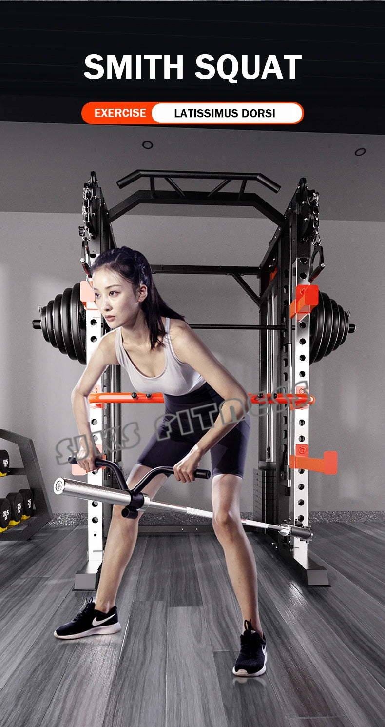 Home & gym gantry trainer with squat and fly station.